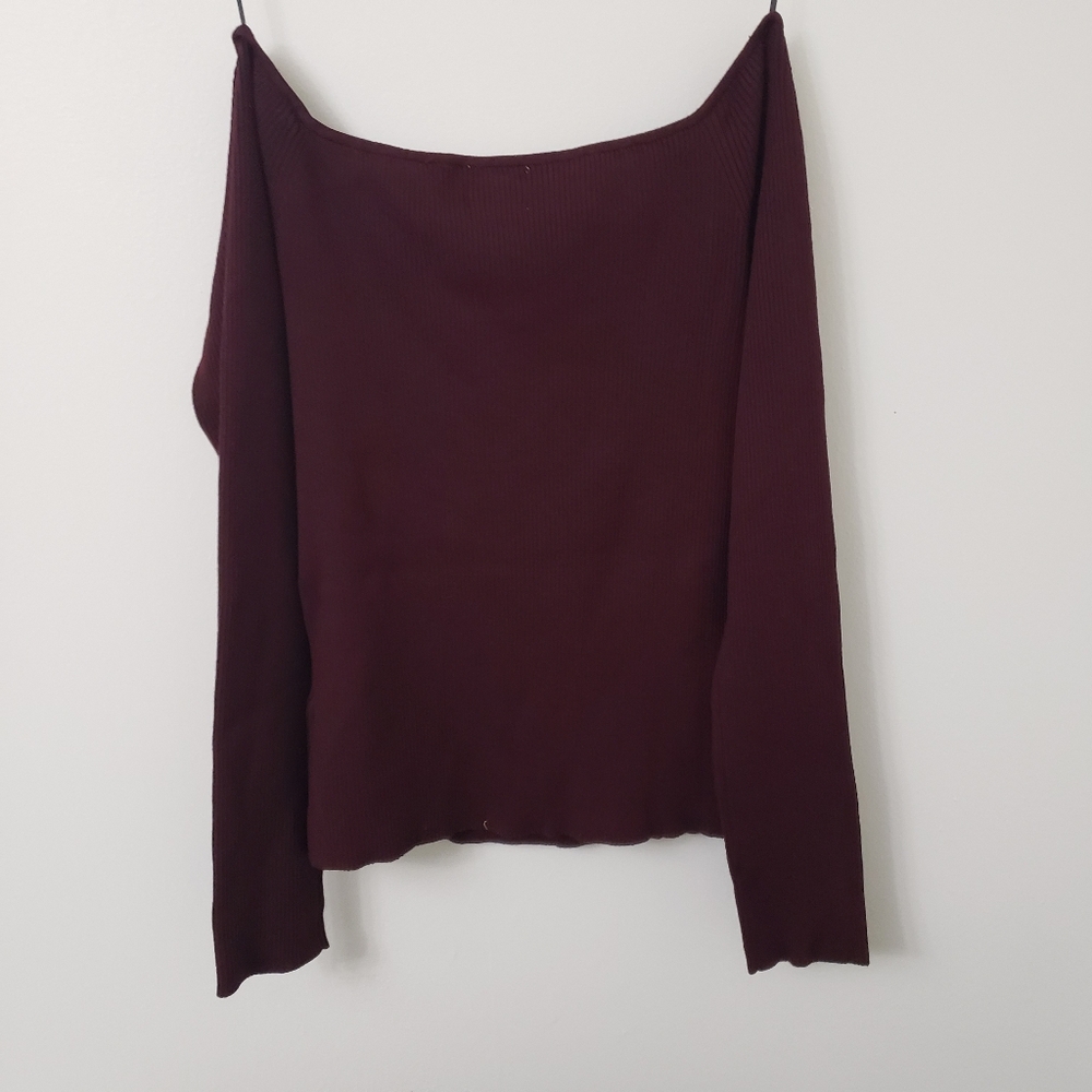 H&M Women's Burgundy Off-Shoulder Top Size: L - Picture 3 of 5